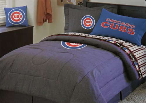 Chicago Cubs Blue Denim Queen Size Comforter and Sheet Set