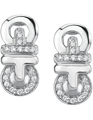 14k White Gold 0.16 Ctw Modern Design Diamonds Earring