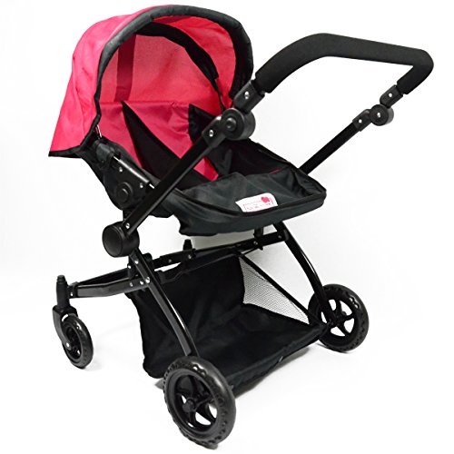 Pink Twin Doll Deluxe Babyboo Stroller with Swiveling Wheels and FREE