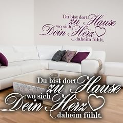 Wandkings Wandtattoo "Du bist dort zu Hause wo sich Dein Herz daheim f�hlt. (mit Herz)" 60 x 22 cm dunkelrot - erh�ltlich in 33 Farben