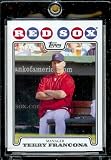 2008 Topps Baseball Cards # 123 Terry Francona - Manager - Boston Red Sox - MLB Baseball Trading Card in a Protective Screw Down Display Case