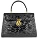 Fontanelli Shiny Black croco-style Leather Handbag