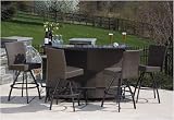Vento Granite Top Wicker Bar Set With Swivel Bar Chairs