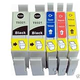 5 Ink Compatible for Epson T0321 T0422-0424 Stylus C82 C82n C82wn Cx5200 Cx5400