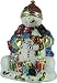 Hand Painted Ceramic Metallic Snowman Cookie Jar
