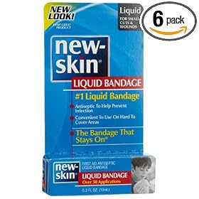 New-Skin Liquid Bandage, First Aid Liquid Antiseptic (over 50 Applications), 0.3-Ounce Packages (Pack of 6)
