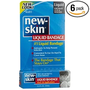 New-Skin Liquid Bandage, First Aid Liquid Antiseptic (over 50 Applications), 0.3-Ounce Packages (Pack of 6) by New-Skin