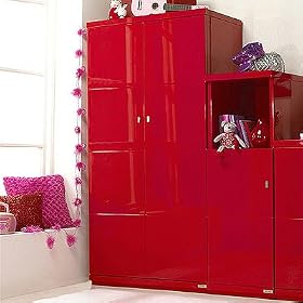 Izziwotnot Skyline 2 Door Wardrobe, High Gloss Red