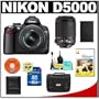 Nikon D5000 Digital SLR Camera with 18-55mm VR Lens + 55-200mm VR Zoom Lens + 16GB Memory Card + Spare EN-EL9 Battery + Case