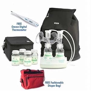 Ameda Purely Yours Breast Pump with Back Pack Free Diaper Bag and Omron Digital Thermometer