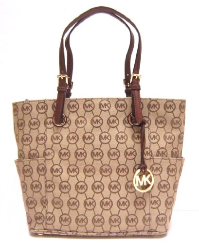 Michael Kors Jet Set Tote in Beige / Ebony / Mocha (Brown) (MK Handbags, Bags, Totes)