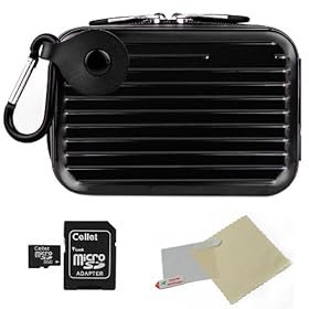 BLACK Metallic Pascal Design Protective Cover Hard Shell Cube Carrying Case For Nikon Coolpix / AW100 / L24 / L26 / P300 / P310 / S100 / S1100pj / S1200pj / S2500 / S30 Point And Shoot Digital Camera + Includes a 8GB Micro SD Card with SD Adaptor + Includes a Universal Anti-Glare Screen Protector Gu