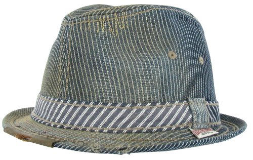 TRUE RELIGION Jeans Denim Trilby Mens Distressed Fedora Hat