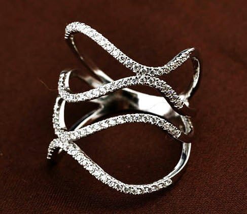 MasterGem Gold Plated Retro Women Micro Paved Spiral design exaggerated Fingee Rings CZ Stone Ladies Wide Ring