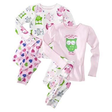 Product Image JUST ONE YOU™ Made by Carter's® Infant Toddler Girls' 4-Piece Owls Cotton Pajama Set - Pink/White