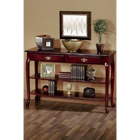 Traditional 47w 2 - shelf Console Table, 47W, MAHOGANY