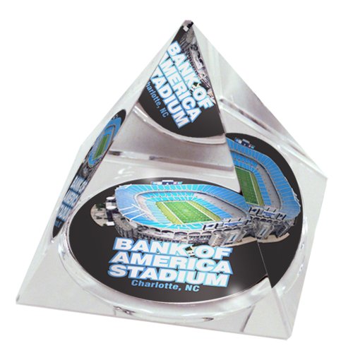 North Carolina Panthers Bank of America Stadium Crystal Pyramid Paperweight