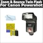 Zoom & Bounce Flash For Canon POWERSHOT G12 G7 G9 G10 G11 PRO1 A650 A640 S5 IS S3 IS S90 IS SX10 IS SX1 IS SX20 SX120 IS A570 A590 E1 Includes Mounting Bracket + Lens Cleaning Kit
