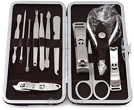 Hot Sale Stone Pattern Case+1 Set 12pcs Nail Clipper Kit Nail Care Set Pedicure Scissor Tweezer Knife Ear Pick Utility Manicure Set Tools