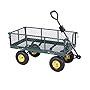 ALEKO TC4206 Farm & Ranch, Heavy Duty Removable Steel Mesh Sides Flatbed Garden Mesh Cart With Padded Pull Handle, 800 lb Capacity