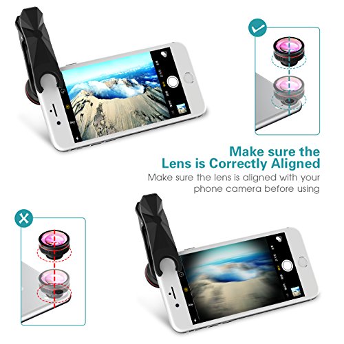 Pictek-Fisheye-Lens-Clip-On-3-in-1-Fisheye-12X-Macro-24X-Super-Macro-Phone-Camera-Lens-Kit-for-iPhone-66s6-iPhone7-iOS-and-Android-Smartphones