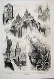 1876 PRAGUE POWDER TOWER BRADSCHIN TENYNKIRCHE SKETCH