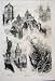 1876 PRAGUE POWDER TOWER BRADSCHIN TENYNKIRCHE SKETCH
