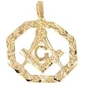 14K Gold Charm Masonic Freemason Pendant Jewelry Part
