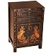 EXP Antique Style Handmade 24" Black Wood Nightstand / Storage Cabinet With Ancient Chinese Scenery