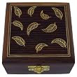 Hand made by Artisans Wooden Jewelry Box with Brass Metal Inlay