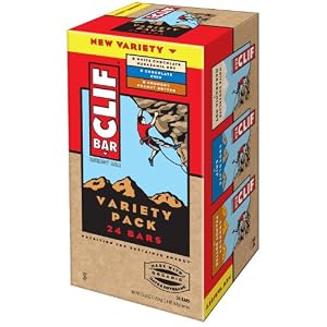 Clif Variety Bar 24 Count, 8 White Chocolate Macadamia Nut, 8 Chocolate Chip, 8 Crunchy Peanut Butter.