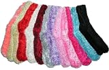 Womens 9-11 Soft & Warm Shimmery Fuzzy Lycra-Blend Socks- Choose from Solid Colors