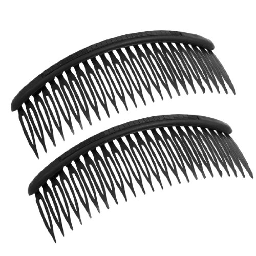 TOOGOO(R) Black Plastic 24 Teeth Hair Comb Clip Clamp 2 Pcs for Lady Girls