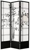 7 Foot Tall Partition - 84" Bamboo Tree Japanese Folding Shoji Privacy Screen - Black 6 Panel