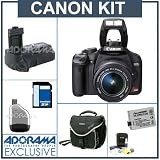 Canon EOS Digital Rebel XSi SLR Camera/ Lens Kit Black with EF-S 18-55mm f/3.5-5.6 IS Lens, 8 GB SD Memory Card, Pro Verical Grip / Battery Holder, Spare LP-E5 Lithium-Ion Rechargeable Battery, Slinger Camera Bag , USB 2.0 SD Card Reader, Professional Lens Cleaning Kit
