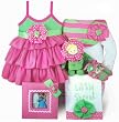 "Little Sprout" Baby Girl Pink & Green Basket by Kara Nessian