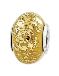 Sterling Silver Reflections Yellow with Gold Foil Ceramic Bead