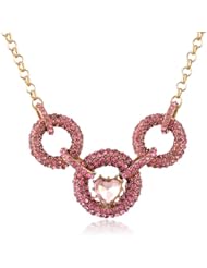 Betsey Johnson "Iconic Pinkalicious" Crystal Link and Heart Necklace, 19"