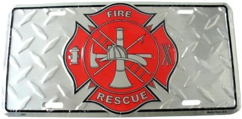 Fireman Firefighter Diamond Cut 6" x 12" Embossed Aluminum License Plate