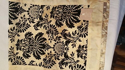 Sand And Black Damask Table Runner 72 Inches X 16 Inches NWT