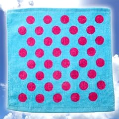 【DotBluexPink】【5枚で1050円】新作・使いやすい大きさ・プリントデザイン・ハンドタオル・ふんわり・スポーツに海にプールにお風呂に・使い心地満点！