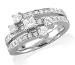 18k White Gold Round and Princess-Cut Diamond Anniversary Ring Band, Size 7 (GH, SI, 0.85 carat)