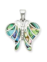 Genuine .925 Sterling Silver Abalone Butterfly Pendant. 100% Satisfaction Guaranteed.