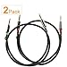 Super HD 3.5mm Aux Stereo Audio Cable Tangle-Free Slim Cable Male Type Compatible for Car,Stereo Audio Devices,PC,Tablets,Smartphones and MP3 players -24K Gold Plated Step Down Design Metal Connectors with High Purity Oxygen Free Copper Conductor -2Feet-2Pack