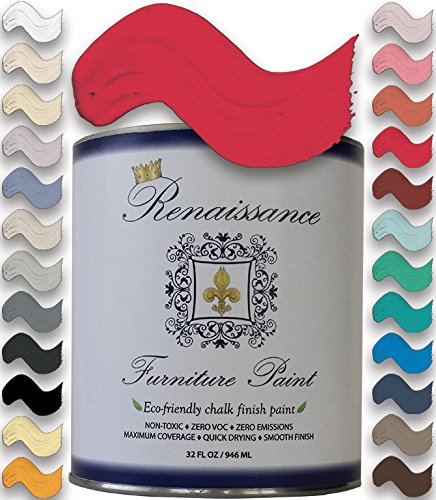 Renaissance Chalk Furniture & Cabinet Paint Qt - Superior Coverage, Non Toxic, Eco-Friendly - Vermilion (32oz)