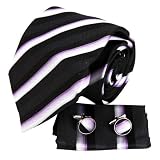 Y & G Black weißer Wedding Krawatte italienischen Stil Krawatte Manschettenknöpfe Taschentuch Set H5146