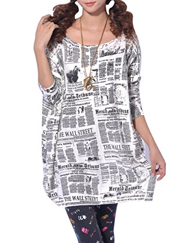 ELLAZHU Women Baggy Newspaper Knit Pullover Dress Onesize SZ44