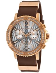 Womens Chronograph Rose-Tone Steel Case Brown Rubber