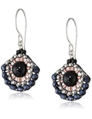 Miguel Ases Onyx and Hematite Small Fan Drop Earrings