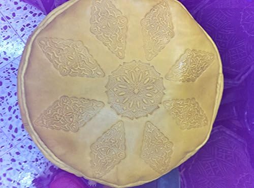 Moroccan Leather Pouf, Pouffes, Ottoman, Kids Stool Seat Children's pouf (yellow)